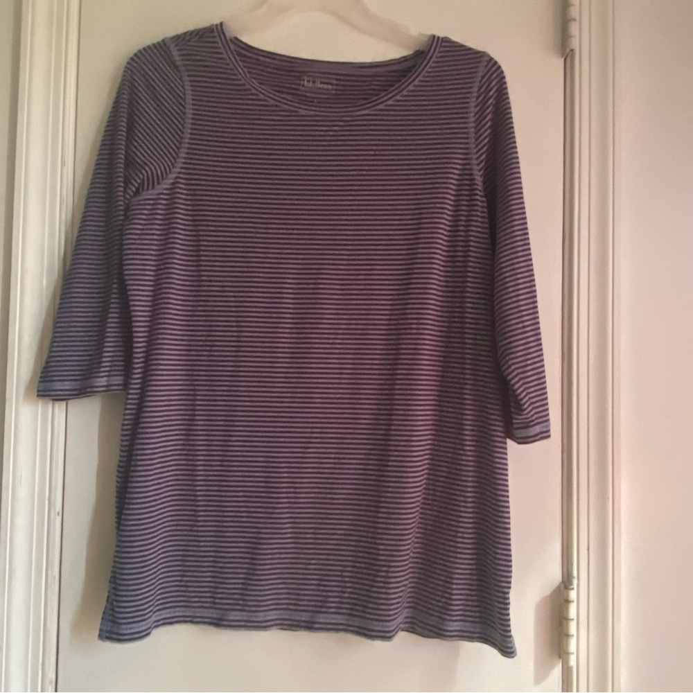 L.L. Bean Striped‎ Blue/Purplish Women's Top Large